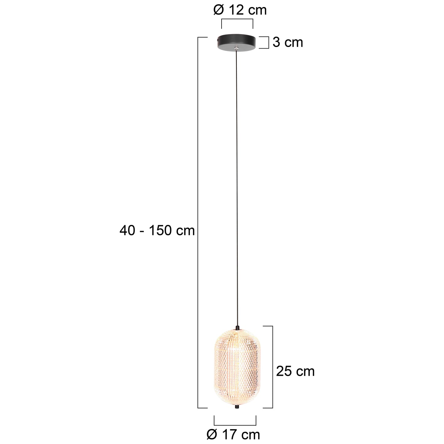 Hanglamp Geripu Ø15cm amberkleurig - hoogtes instelbaar - kunststof & metaal - Mexlite