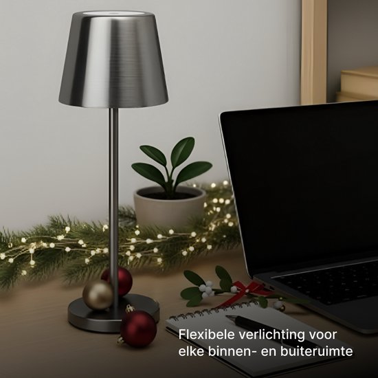 Brilliant Xaana - oplaadbare Tafellamp - Binnen & Buiten - LED 4W 3000K-6000K - 3 Stepdim - IP44 - Zilver