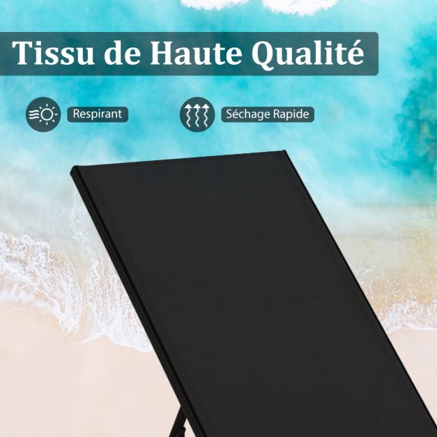 Coast Zonneligbed - 190x59x99 cm - Verstelbaar - Verrijdbaar - Metaal - Zwart