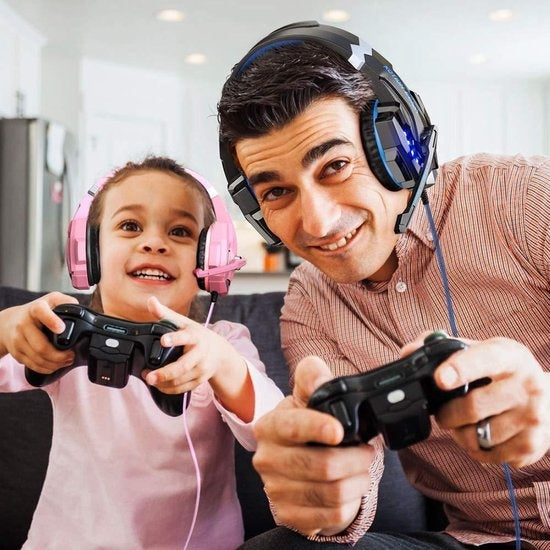 Kofire Valorise 2.4Ghz PS4 Draadloze Gaming headset - 7.1 Surround Sound - met Retractable ENC microfoon - Over-ear PS5 Koptelefoon - Multiplatform - Zwart rood