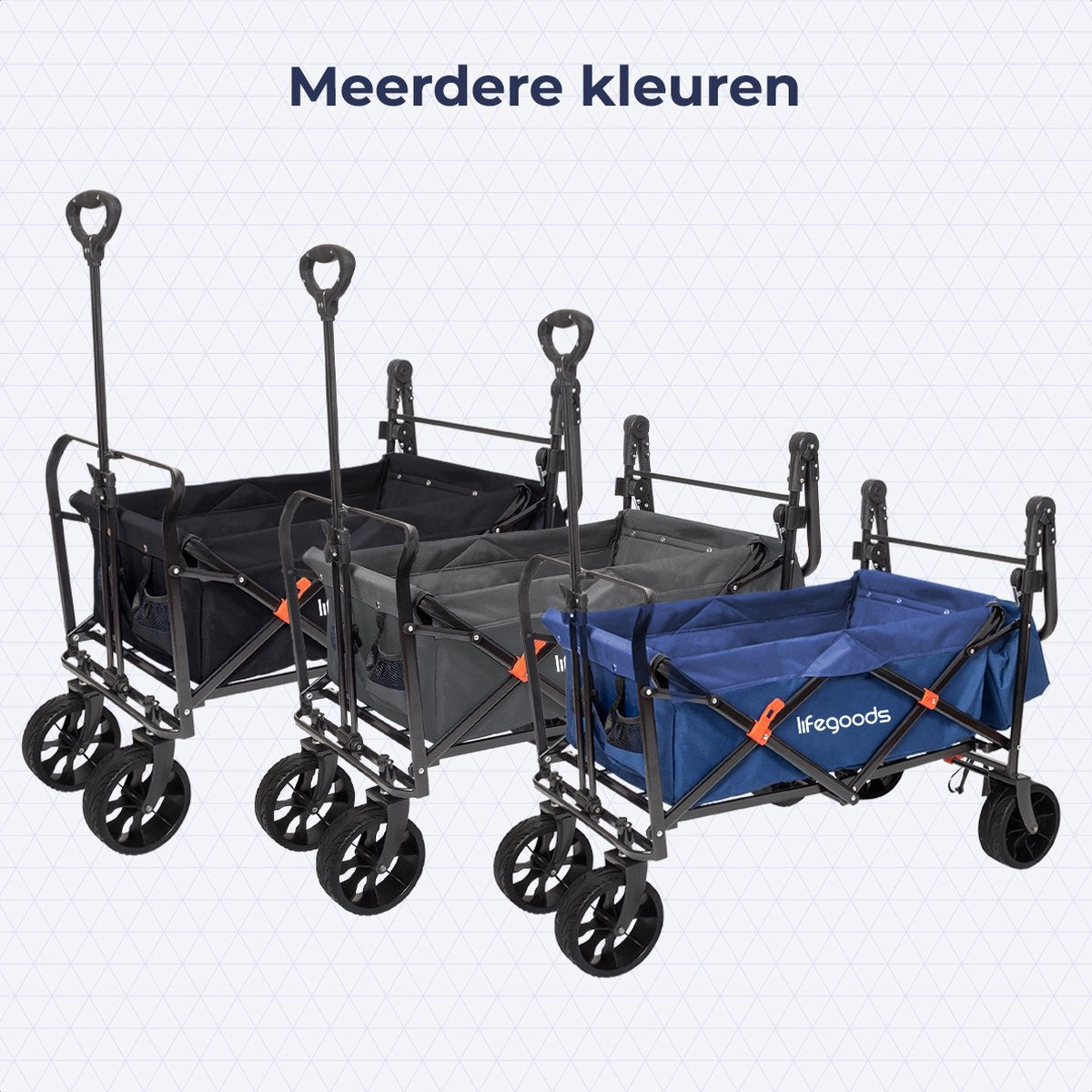 LifeGoods Bolderkar - Opvouwbaar - Tot 120KG - 90L - Wasbaar Polyester - 120x80cm - Grijs
