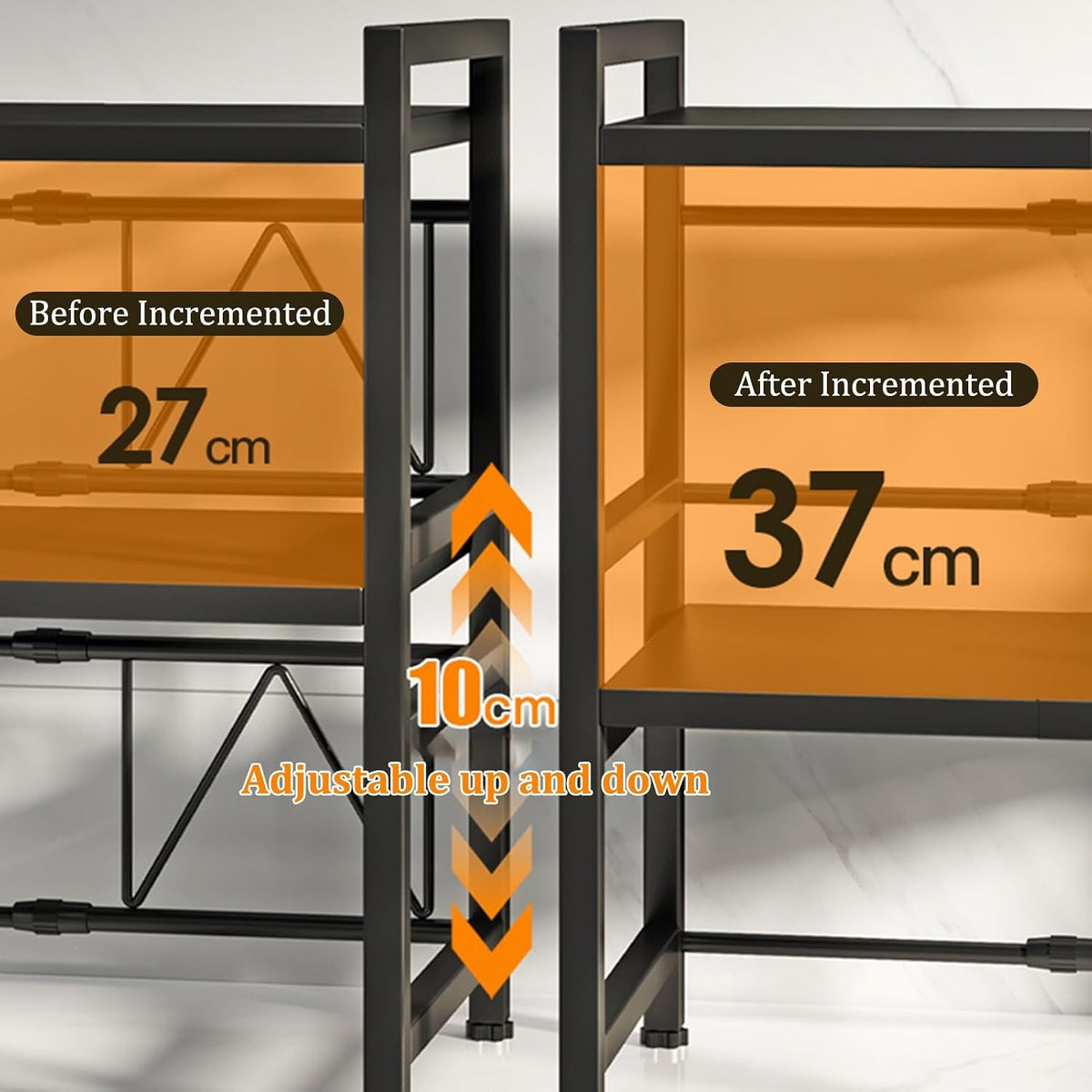 Verstelbare Magnetronplank Zwart - Wandbeugel voor Magnetron en Oven - Dubbele Laag