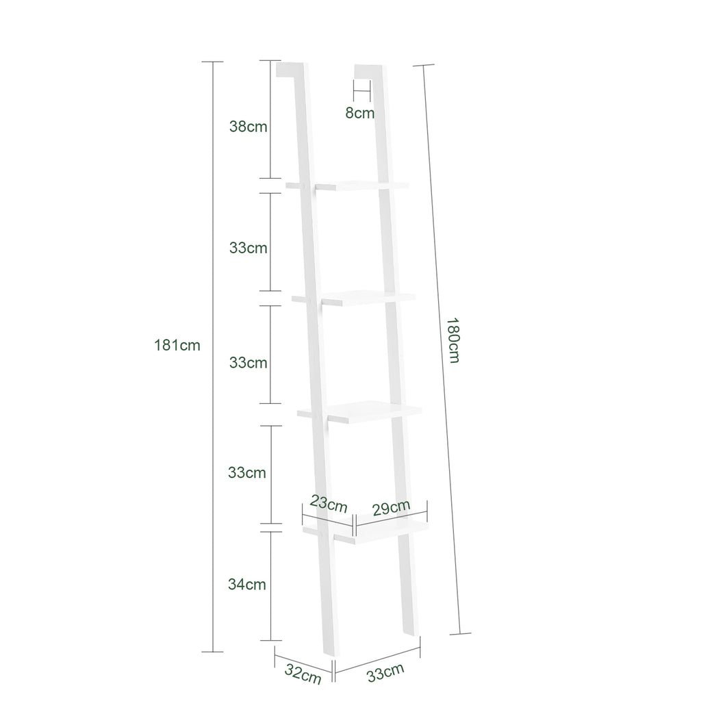 SoBuy Ladderrek FRG15-W - Wit - 4 Planken - 33 x 23 x 180 cm