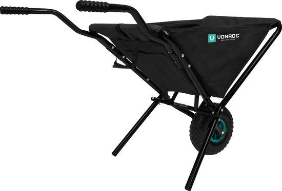 VONROC Opvouwbare kruiwagen – 50 liter – 30 kg. laadvermogen – Ideaal voor het afvoeren van tuinafval