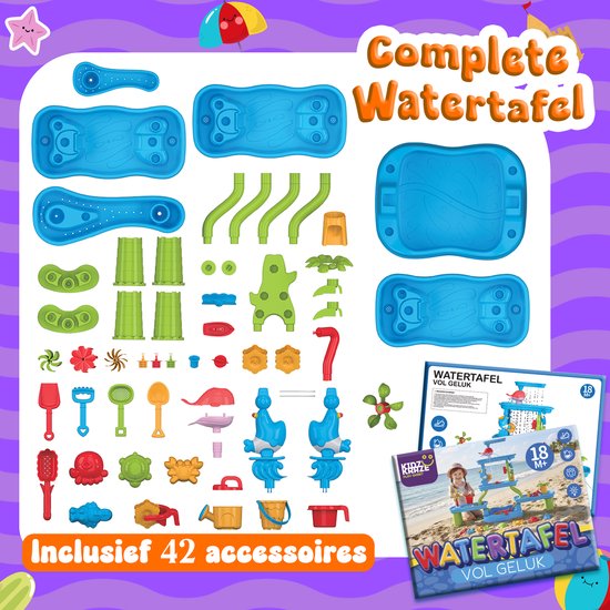 KidzKraze® Watertafel XL - Buitenspeelgoed – Watertafel - Sensorisch Speelgoed - Activiteiten Tafel – Waterbaan - Zandtafel Voor Kinderen - Waterspeeltafel Speelgoed - Incl. Accessoires
