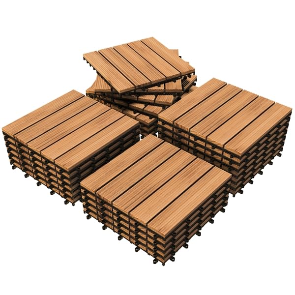 Yaheetech 27-stuks Terrastegelset - 30,8 x 30,8 cm - Natuurlijk Hout