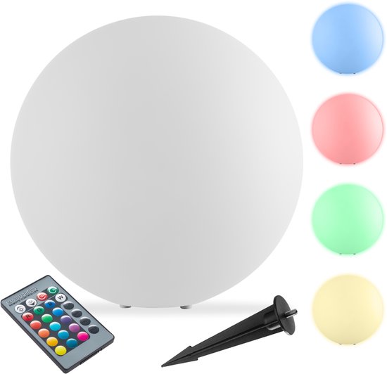 tectake® Tuinbol - Ø50 cm - Bolvorminge LED Buitenlamp met Afstandsbediening - 16 Kleuren en 5 Lichtmodi - Weerbestendige Tuinverlichting - Feestversiering - Tuindecoratie - Inclusief Lichtbron - Lichtbol - Lichtbollen voor Buiten - Bol Lamp