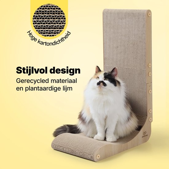 Jake en Jacky Krabkarton voor Katten met Speelballetje - Krabpaal Karton - Krabplank - Krabmand - Krabmeubel - Kartonnen Krabmat - Kattenmand - Kattenbed - 60x26,4x40 cm