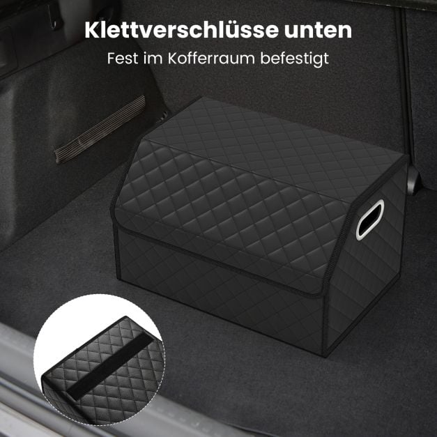 Coast Kofferbak Organizer Zwart – Opvouwbare 35L Auto Opbergbox met Deksel en Verdeelvak – 30 x 47 x 27,5 cm