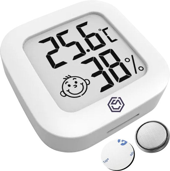 Ease Electronicz Hygrometer - Weerstation - Luchtvochtigheidsmeter - Thermometer Voor Binnen - Incl. Batterij en Plakstrip