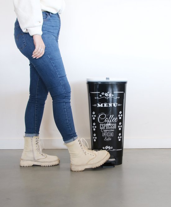 Kis Chic Bin Coffee Menu Prullenbak - 50 l - zwart