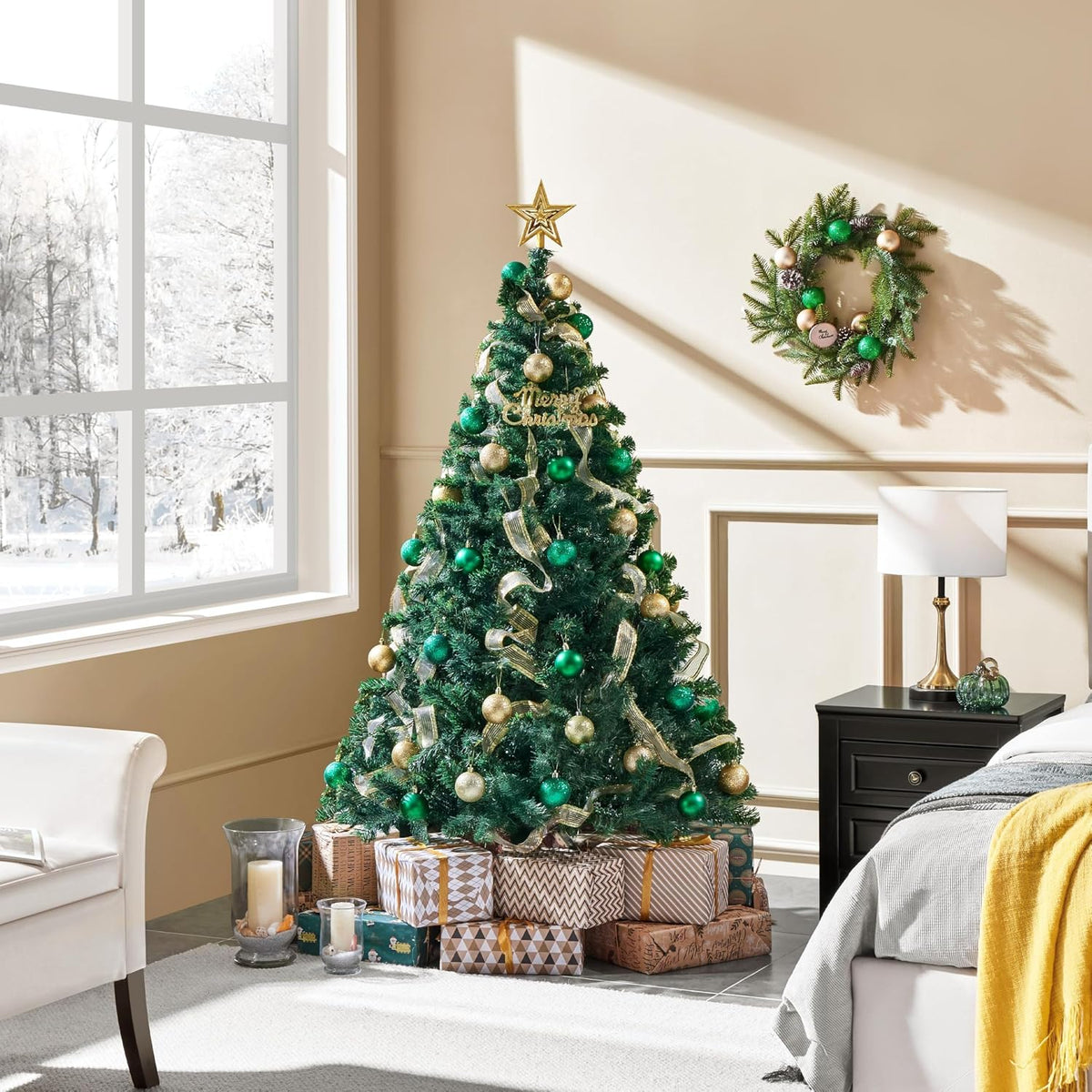 aheetech Kunstkerstboom - 182 x 93 x 93 cm - Groen - 528 Takpunten
