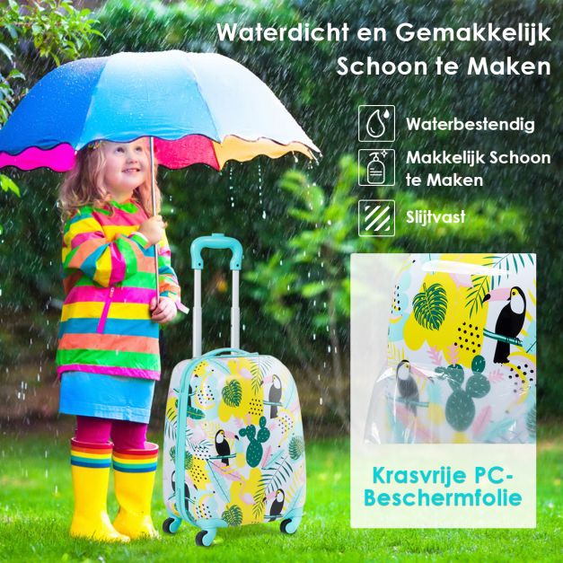 2 Stuks Kinderbagage Handbagage set met Rugzak en Koffer - 30 X 22 X 44,5-74 CM