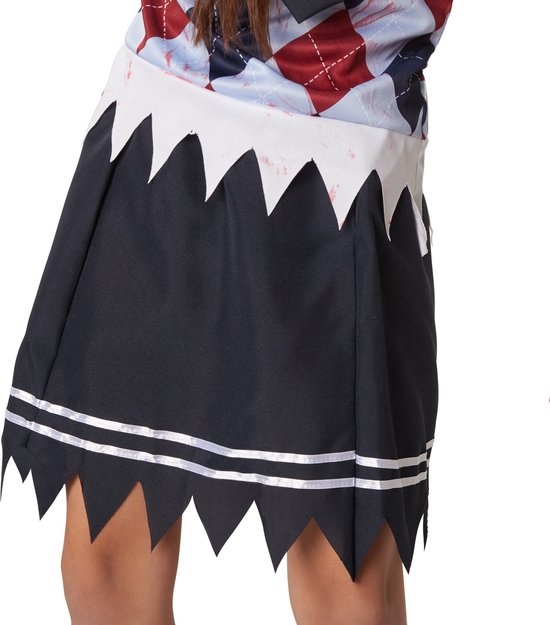 Dressforfun Griezelig schoolmeisje 158 (vanaf 12 jaar) - verkleedkleding kostuum halloween verkleden feestkleding carnavalskleding carnaval feestkledij partykleding - 302209