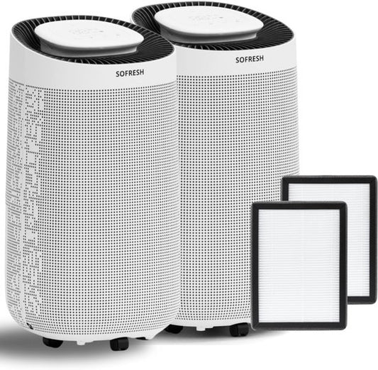 2x Sofresh Luchtontvochtiger & Luchtreiniger in 1 - Ruimtes tot 40m² – Ontvochtigt 16L Per Dag – App Bediening - HEPA Filter - Fluisterstil - Wit