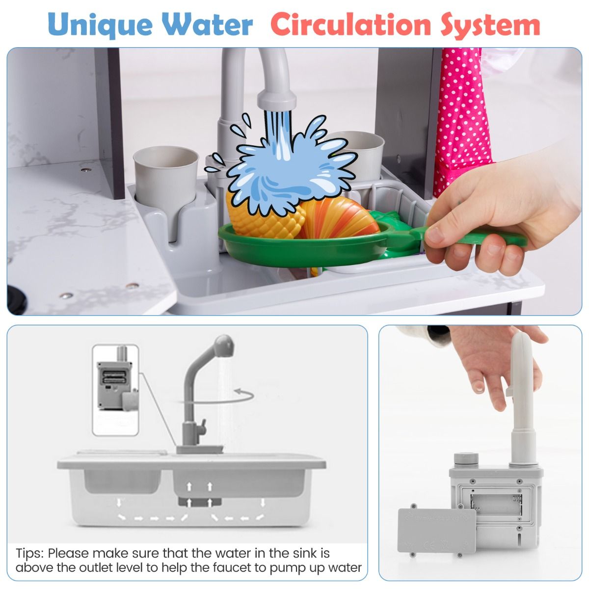 Coast Houten Kinderkeuken - met licht, geluid en waterdispenser - wasmachine en accessoires - bruin