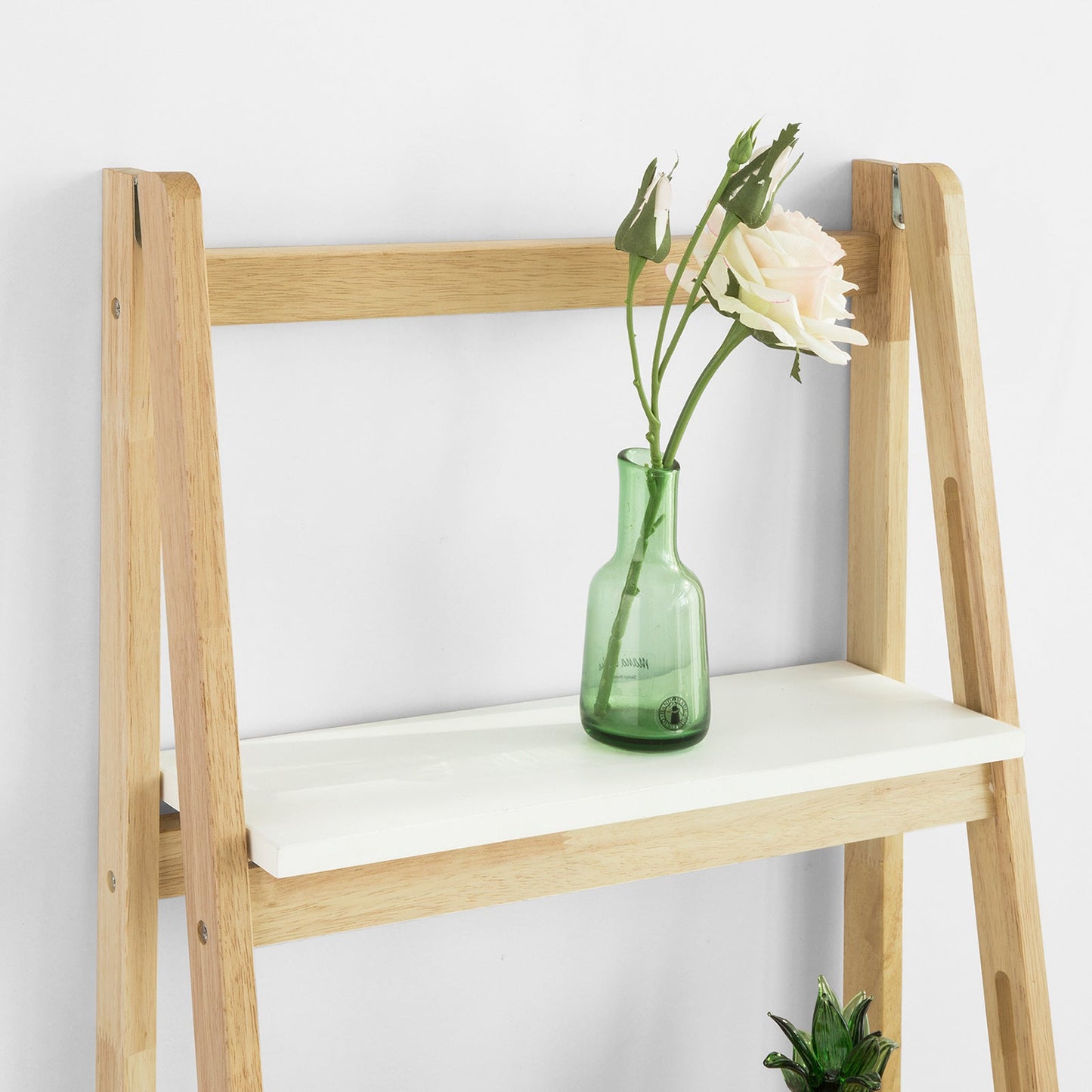 SoBuy Ladderplank - FRG162-N - Incl. 4 planken - Opvouwbaar -  34 x 42 x 140 cm -Rubberhout