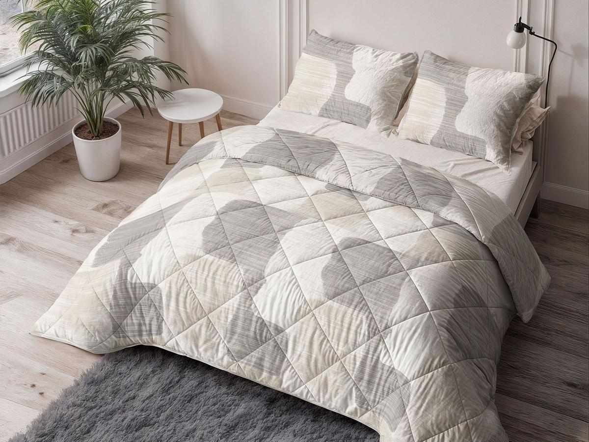 Sleeptime Lazy Wasbaar Dekbed - Katoen - maat 200 x 200 cm - Misty Beige/Grijs