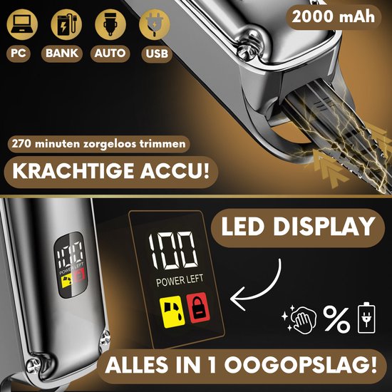 Professionele Draadloze Tondeuse – Haar- & Baardtrimmer – Barber Clipper – Kappersset