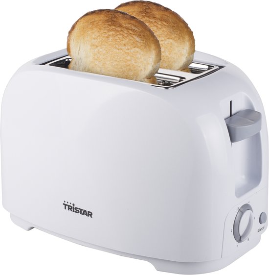 Tristar Broodrooster BR-1013 - 800W - 6 Bruiningsniveau's - 2 Broodsleuven voor 2 boterhammen - Wit