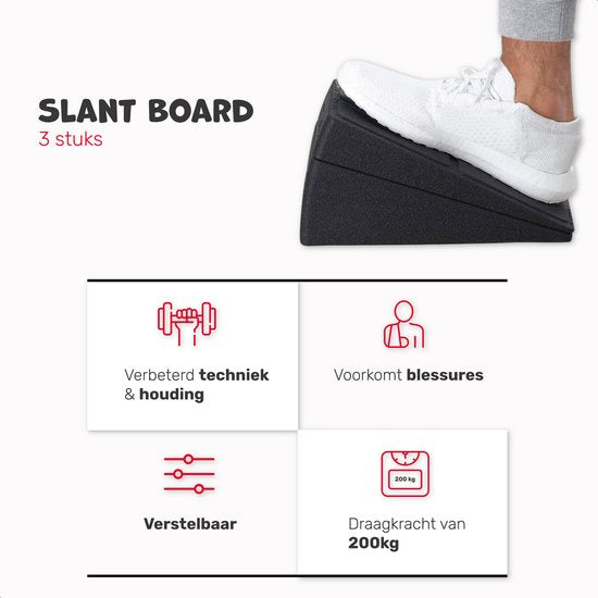 Slant Board - 3 Stuks - Squat blok - Anti slip - Stretch board - Inclinatiebord - Evenwichtsbord - Squatwig