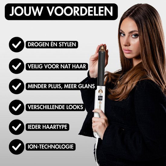 Sansbeauté® 8-in-1 Airstyler met Diffuser - Multistyler - Fohnborstel Kort Haar - Föhnborstel - Haarstyler - Haardroger - Warmteborstel - Krulborstel - Krultang - Stijlborstel - Roterende Kabel