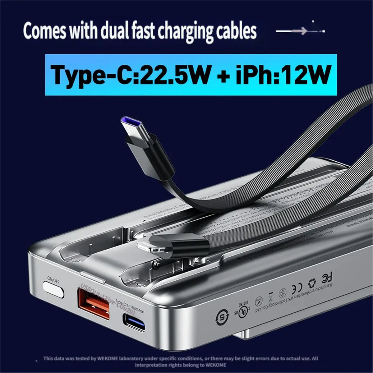 WEKOME Pioneer 10,000 mAh Magnetic Three-in-One Mobile Power Bank WP-38 Suitable for Apple, Huawei, Samsung, and Xiaomi Phones