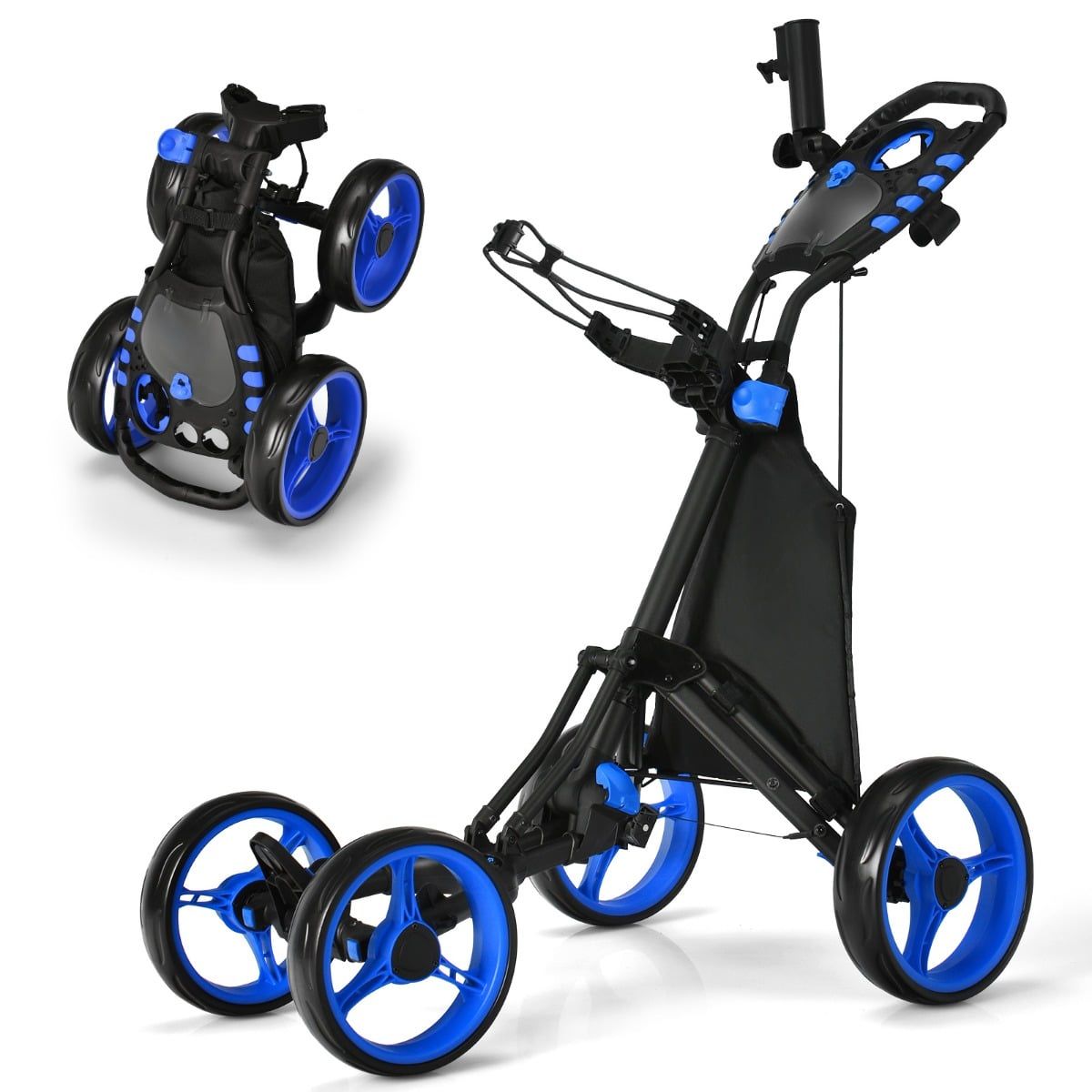 Coast Golftrolley - 4 wielen - opvouwbaar - aluminium - blauw
