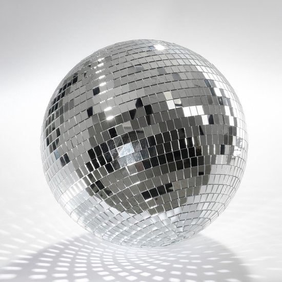 Mica Decorations Discobal Kerstornament - Kerstballen voor Sfeervolle Kerstversiering in Huis - Kerstboomversiering met Spiegelglans Effect - Ø50 cm - Zilver - Voorgemonteerd