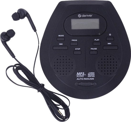 Denver Discman - Draagbare CD & MP3 speler - Anti shock - Ingebouwde speakers - Inclusief Oordopjes - CD, CD-R, CD-RW, MP3 - DMP395