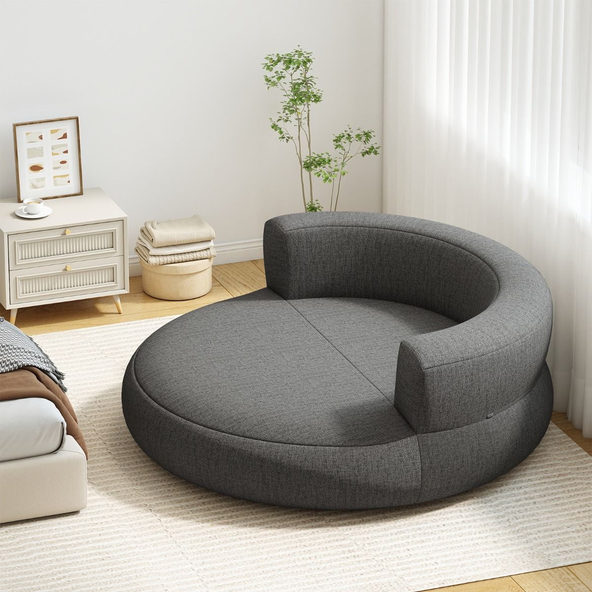 Coast Opblaasbare Bank - ergonomisch ontwerp - afneembare hoes - grijs - 160 x 164 x 61 cm