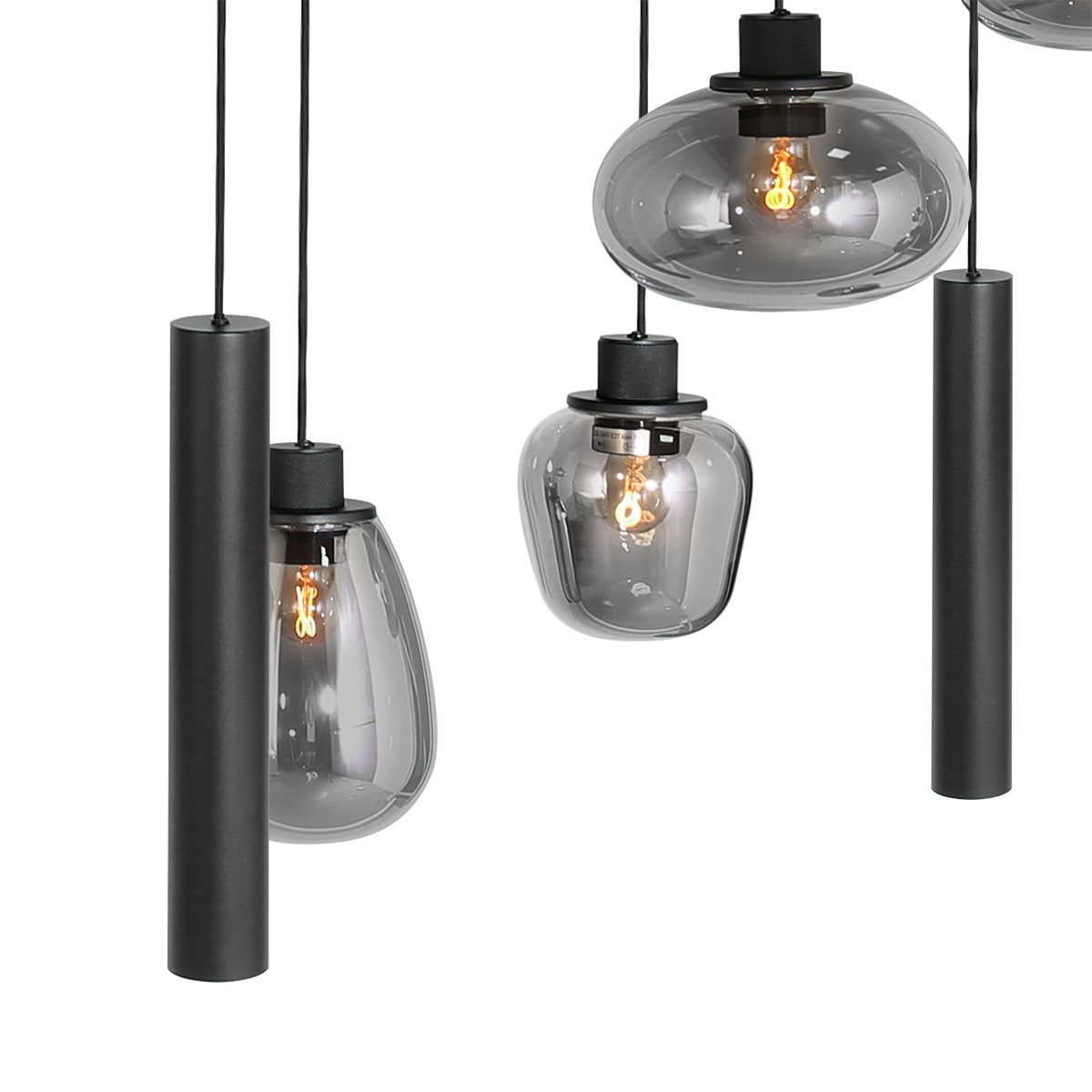 Steinhauer - hanglamp - Reflexion - zwart - glas metaal - design lamp - E27_GU10 - 3796ZW
