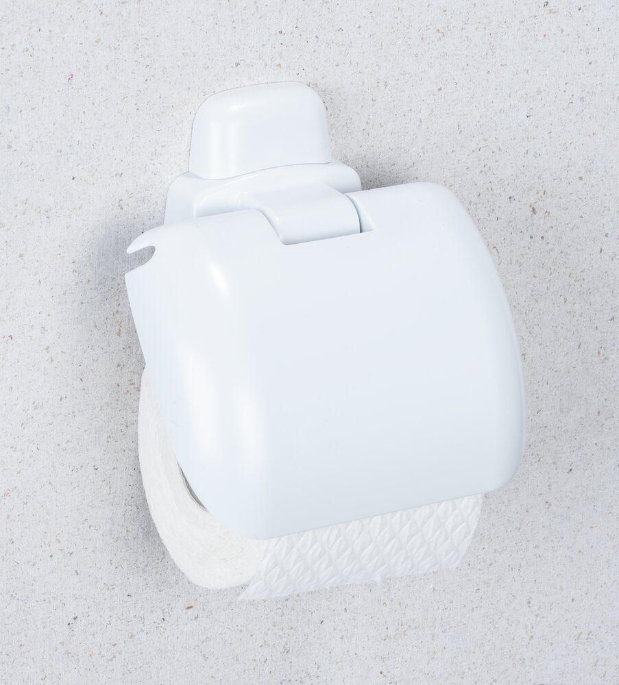 WENKO Pure Toiletrolhouder Wit - Met Inklapbare Deksel - Kunststof
