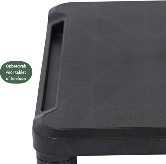 BRASQ Monitorstandaard Zwart MS100 - Monitorverhoger voor Laptop of Beeldscherm - In hoogte verstelbaar 38x24x11,2 cm