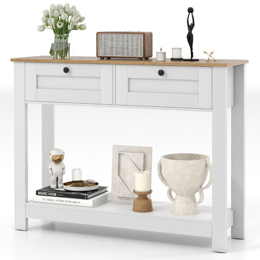 Coast Console Tafel - 2 lades - 2 niveaus - smal - wit en naturel