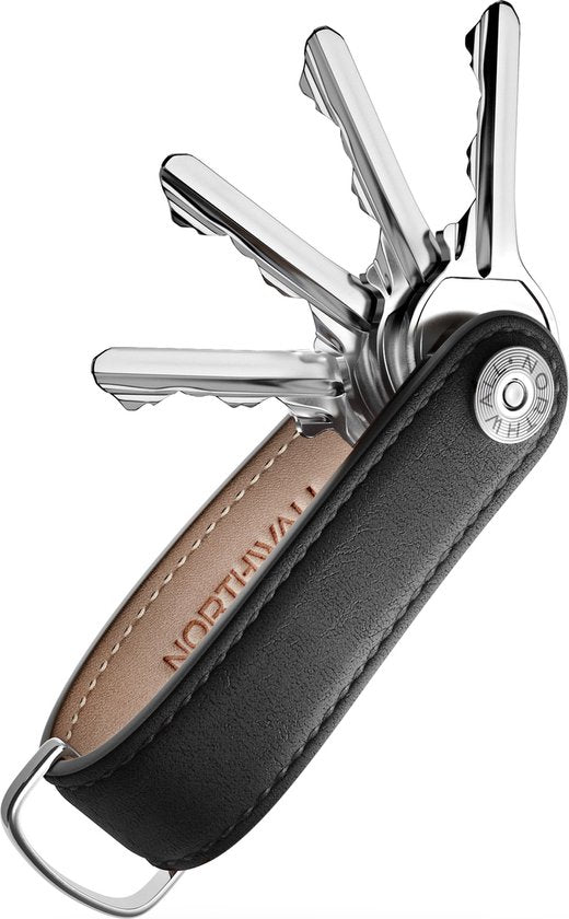Northwall Sleutelhanger / Sleutel Organizer - 100% Echt Leer - Key Organizer Sleutelhanger - 2 tot 7 Sleutels (zwart)
