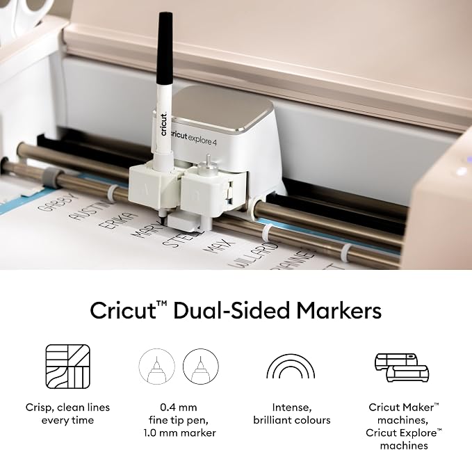 Cricut Dubbelzijdige Markers 20-delig – 0,4 mm Fijne Punt & 1 mm Marker – Multicolor – Voor Explore, Maker & Venture
