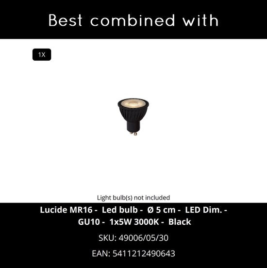 Lucide AVEN - Plafondspot (Plafondlamp) Badkamer - Ø 9 cm - 1xGU10 - IP65 - Zwart