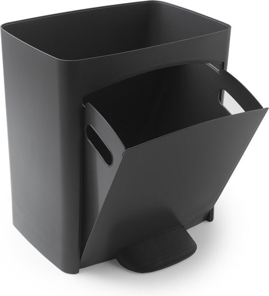 Sp Berner recycling afvalbak - prullenbak - 2 of 3 vakken - 100% gerecycled kunststof -grijs
