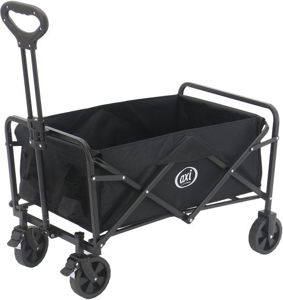 AXI SB120 Opvouwbare Bolderwagen – Zwart – Met Trekstang, Remmen en Hoes – 60 kg Draagvermogen – Eenvoudig mee te nemen - Metaal