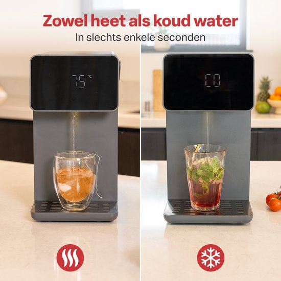 AoraKitchen Heetwaterdispenser - 4.5L - Kunststof - BPA vrij - 2500W - 36x18x33 cm - Grijs
