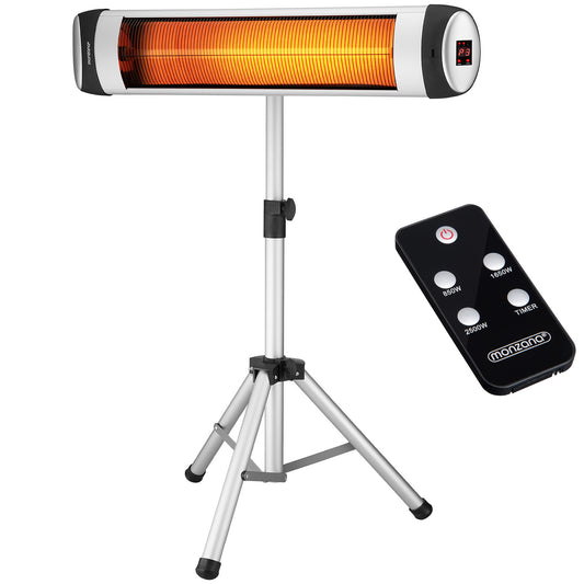 Monzana Infraroodstraler 2500W - 3 Standen - Statief Zilver