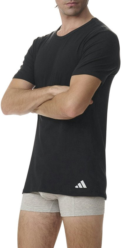 adidas Sportswear 2PK Crew Neck Shirt - Active Flex Cotton - Onderbroek Mannen - 2x zwart