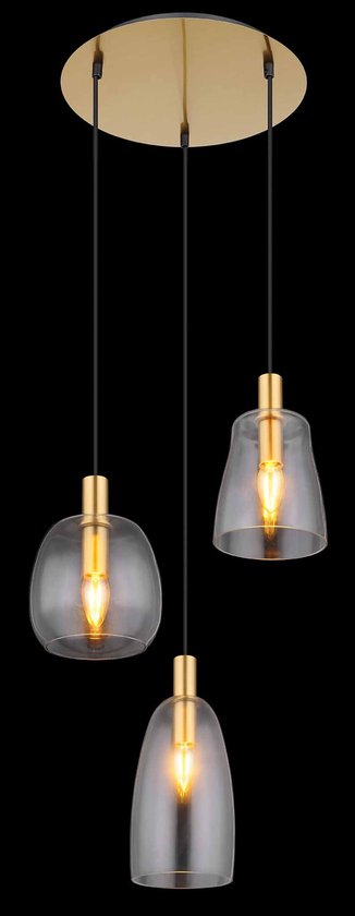 Globo - hanglamp - Garri - messing - glas - Ø 43cm - E14 - 15789-3HM