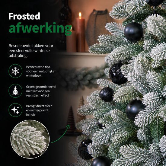 Black Box Trees Nagoya Kerstboom Groen Frosted met Scharnierconstructie - Kerstversiering voor Binnen - Kunstboom met Realistische Uitstraling - Hoogte 180 x Diameter 108 cm