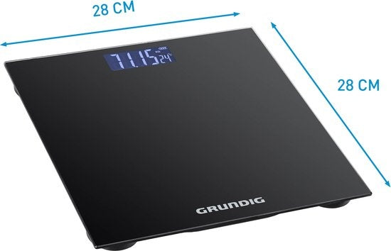 Grundig Weegschaal - Digitale Personenweegschaal - 50 Gram Nauwkeurig - 2 tot 180 Kilo - Zwart