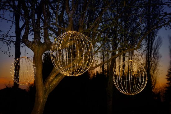 Luca Lighting Kerstverlichting Bal met Klassiek Witte LED Lampjes - Ø40 cm - Zilver