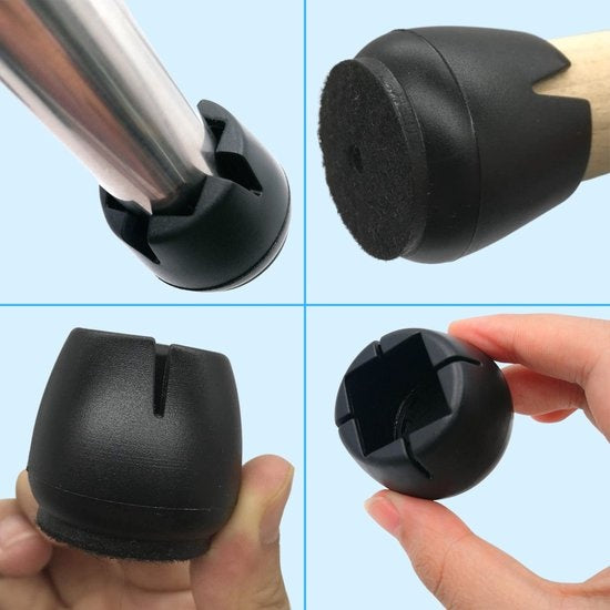 Stoelpoot Beschermers Vloerbeschermer Ø22-25 mm - Stoelpootdoppen Meubeldoppen 24 stuks - Ronde & Vierkante Stoeldoppen Vloerbeschermer Stoelen - Earkings Zwart