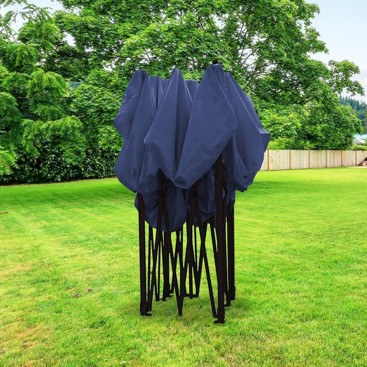 LifeGoods Partytent - Paviljoen - EasyUp - Opvouwbaar - Waterdicht - Met Draagtas met wieltjes - 300 x 300 cm - Donkerblauw