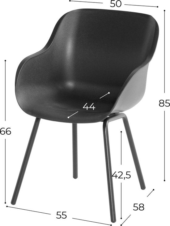 Hartman Sophie elegance tuinstoel - Donkergrijs - set van 2 - donkergrijs rondo onderstel